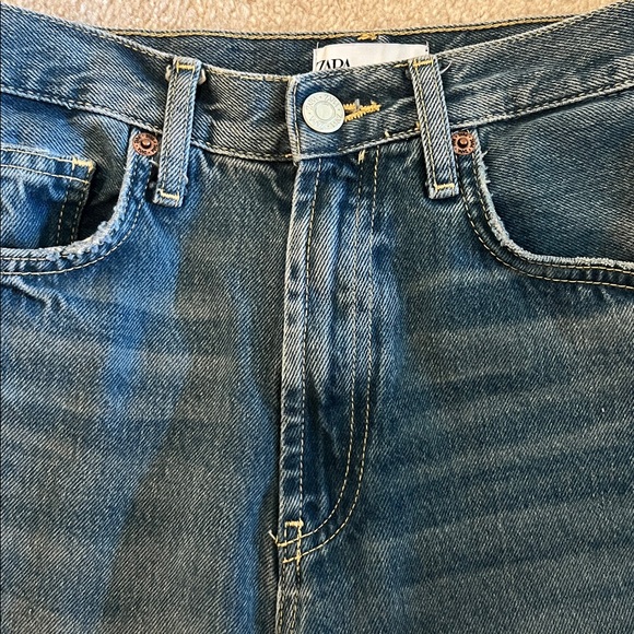 Zara Women’s High Rise Baggy Wide Leg Blue Jeans - Picture 3 of 8